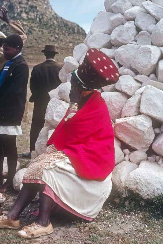 Zulu woman at cairn